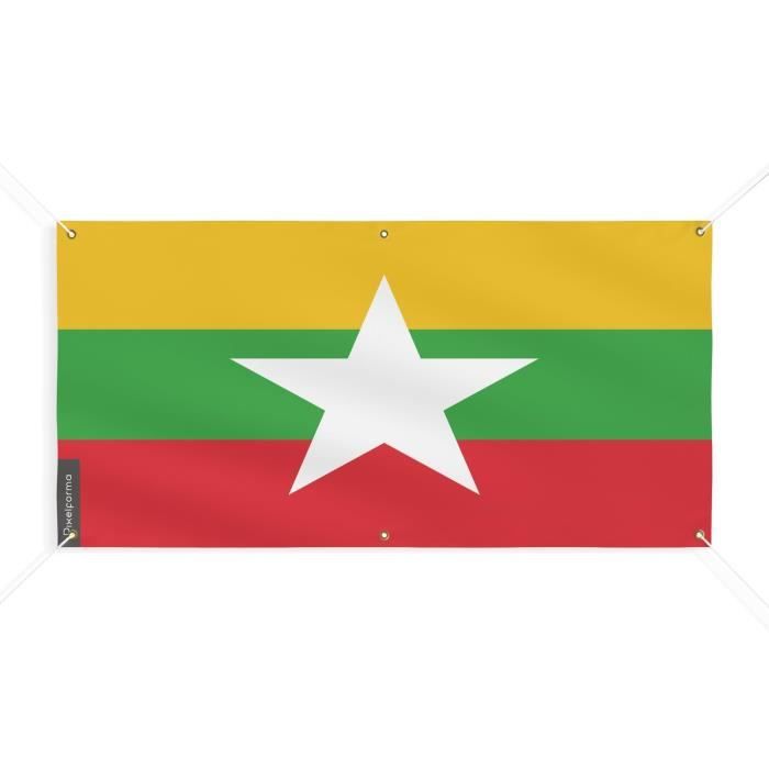 Bannière Drapeau De La Birmanie 6 Oeillets 130x260cm En Polyester