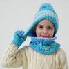 3Pcs/Set Kids Hat Scarf Gloves Set Rainbow Color Twist Texture Hat Thickened Plush Lining Neck Gaiter Knitted Gloves Set