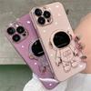 Suitable for iPhone Samsung Huawei Honor Xiaomi Redmi Cartoon Astronaut Folding Bracket Soft Plating TPU Phone Case