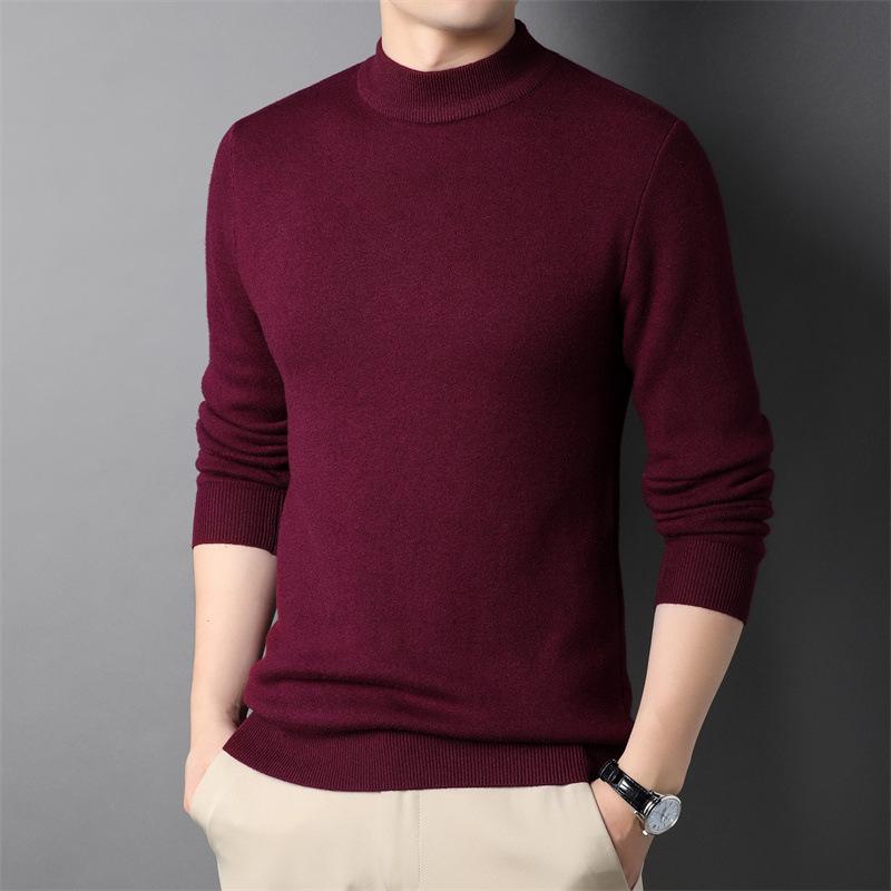 Brand Men's Cashmere Sweater Half Turtleneck Men Sweaters Knit Pullovers for Male Youth Slim Knitwear Man Sweater