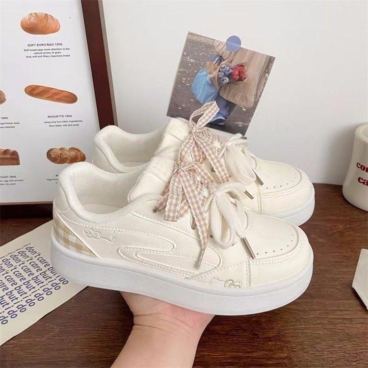 Pink Thick Baseplate Shoes Female Korean Version 2025 Autumn New Chic Niche Design Breathable Student Sports Little White Shoes