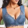 Бюстгальтер большого размера с застежкой спереди и эффектом пуш-ап, фиксированная чашка, кружевной бюстгальтер-бюстгальтер без косточек