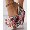 Women Shoes Fashion Shoes Casual Flip Flops Summer Vintage Floral Print Peep Toe Wedge Slippers 35-42