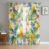 Natural Floral Leaves Exotic Sheer Curtain For Living Room Bedroom Voile Curtains For Window Organza Curtains Party Tulle Drapes