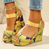 Women Wedges Sandals Print Random Platform Slippers Walking High Heels Shoes for Women 2025 New Summer Sandals Women