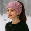 Solid Color Ponytail Beanie Hat Headwear Women's Hat Warm Knitted Hat  Winter