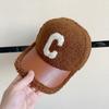 Autumn Winter Women Letter Embroidered Lamb Wool Baseball Cap Outdoor Leisure Teddy Warm and Cold Proof Duck Tongue Hat