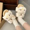 Cute Mao Mao Cartoon KT Cat Bow Mao Mao Slippers Women's 2025 Autumn and Winter New One-word Parallel Bar Cotton Slippers