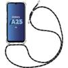 Shockproof Case - BOOLING - for Samsung Galaxy A25 5G - Transparent Silicone - Black Lanyard - Flexible