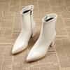 New Plus-size Shoes Pointed-toe Thick-heeled Short Ankle Boots Women's High Heels and Ankle Boots