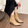 Thin Heel Pointed Short Boots Women's Autumn and Winter New Niche Design Thin Boots Medium Boots Fashion High Heel Boots Women