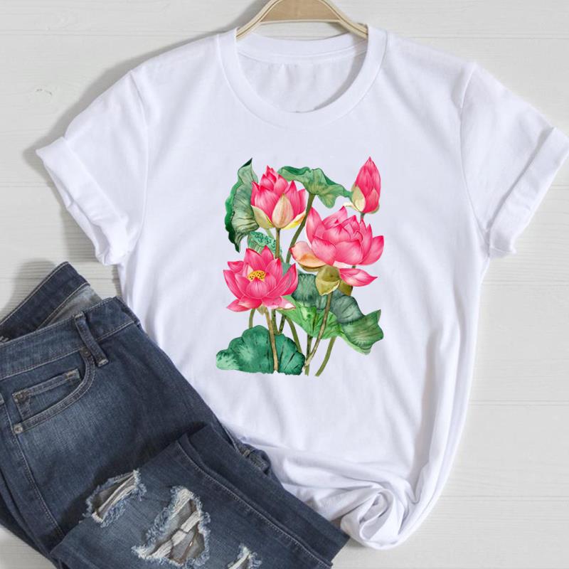 (Asian Size) Women Print Flower Sunflower Trend Cute Style Trend Tee Top Clothing Fashion Tshirt Lady Female Casual Short Sleeve Graphic T-shirt