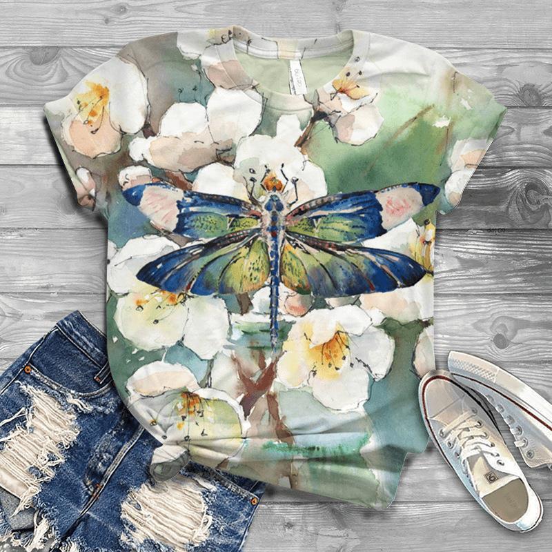 Dragonfly Trendy Men's Short Sleeved 3D T-shirt Style Casual 3D Men's T-shirt