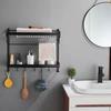 Bathroom Towel Rack Vanity Storage with Hooks Wall-mounted Toilet Racks Towel Rack Kitchen Organizer Wash Storage Rack