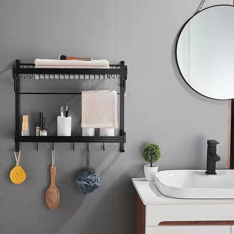 Bathroom Towel Rack Vanity Storage with Hooks Wall-mounted Toilet Racks Towel Rack Kitchen Organizer Wash Storage Rack