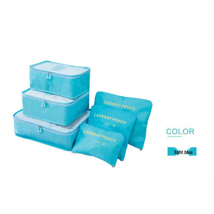 6-Piece Oxford Cloth Travel Storage Set: Includes Shoe Bag, Underwear Organizer, and More.