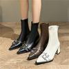 New Autumn/winter Fashionable Elegant Trendy Short Boots with Pointed Toes Square Heels Comfortable Ladies Catwalk Fashion Boots
