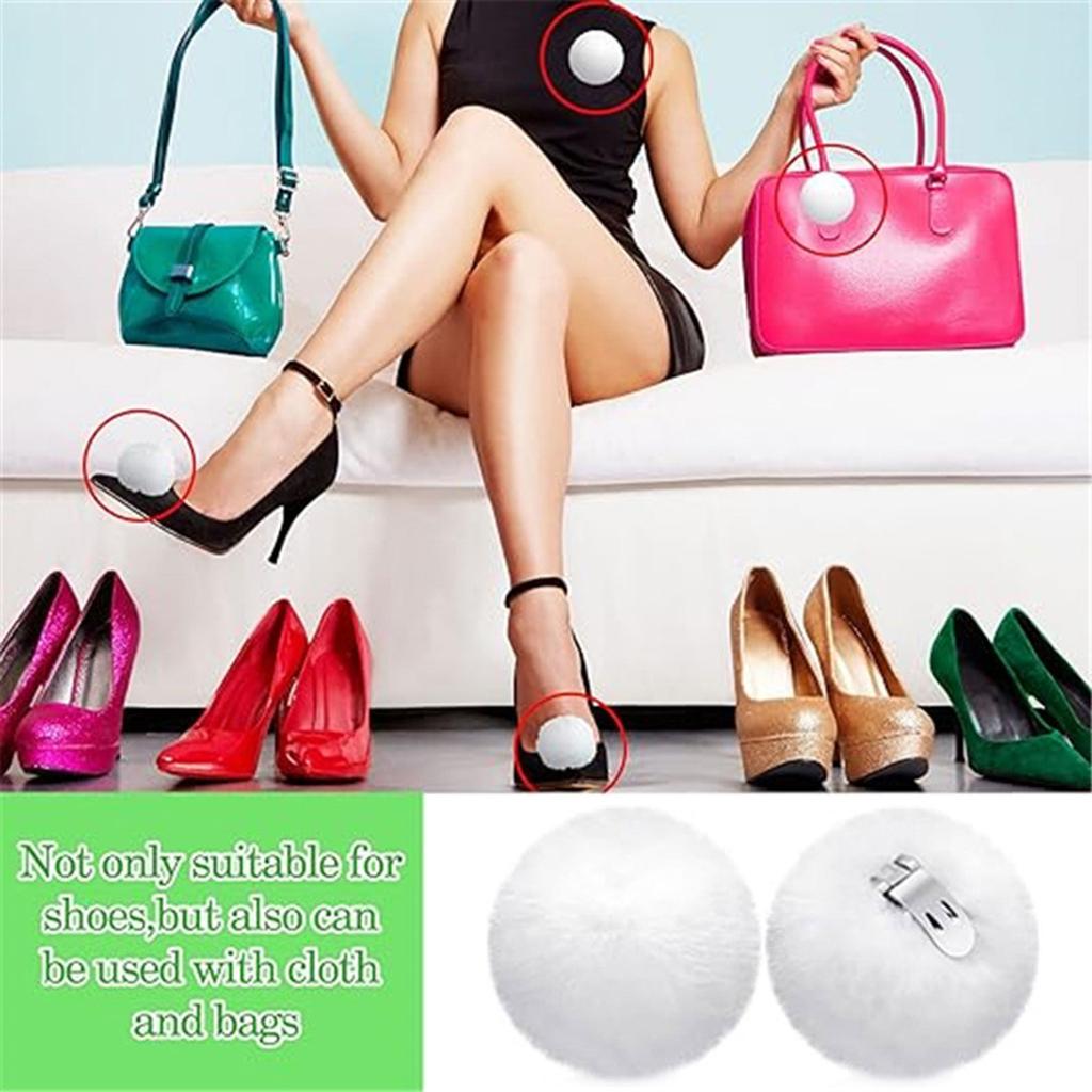 Set of 4 Stylish Shoe Clip Detachable Furry Ball Shaped Shoe Clips Versatile Fluffys Pompoms Shoes Buckles Accessories