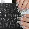 3D Golden Wave Line Nail Sticker Marble Blue Geometry Abstract Flowers Nail Art Sliders Decals Foils Manicure Decorations