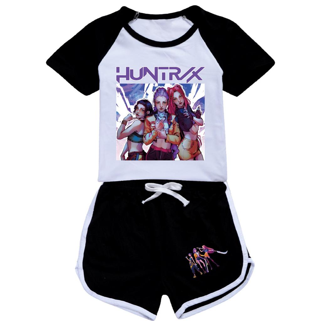 Kids Summer Sport T-Shirt And Shorts 2 Piece Outfit Tracksuit Set Short Sleeve Print Crop Tops With Clothing Set