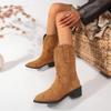 Fashion Women's Boots Faux Suede Winter 2024 New Designer Luxury Casual Low Heeled Women's Shoes Elegant 35-43 Ladies Knee High Boots