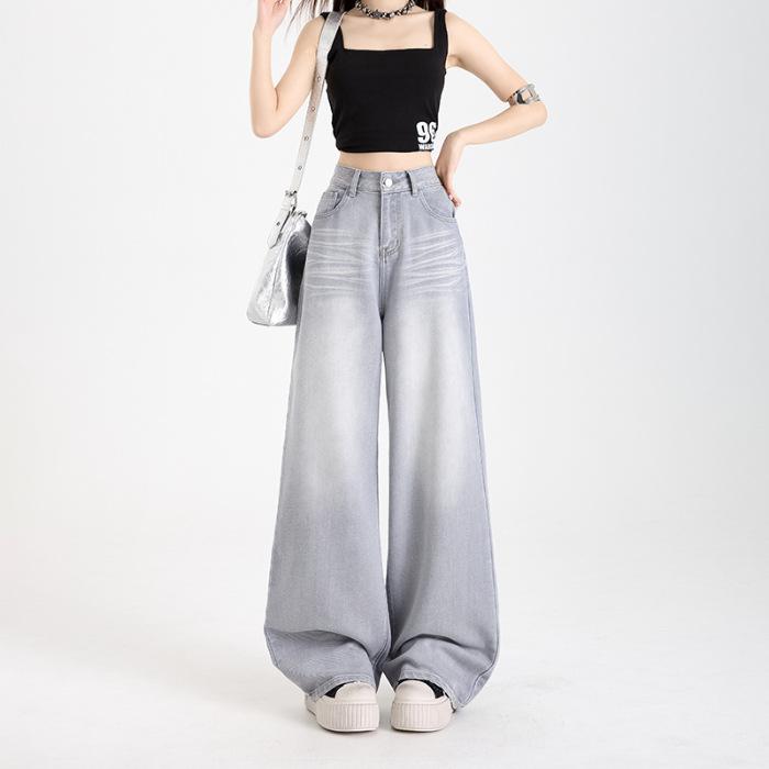 Jeans Women's Spring and Summer High Waist Loose Wide Leg Pants Women's Spring Breathable Drape Straight Wide Leg Jeans