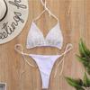 Halter Mini Bikini Female Swimsuit Women Swimwear Two-pieces Bikini Set Luxury Pearl Bather Bathing Suit