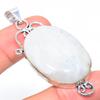 Natural Rainbow Moonstone Gemstone 925 Sterling Silver Pendant 2.48" s3T72