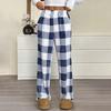 Women Pajama Pants Plush Sleep Pants Soft Elastic Waist Pajama Bottoms Plaid Pants With 2 Pockets