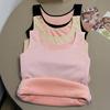 Winter Women Thermal Vest Seamless Plush Fast Temperature Lock Round Neck Slim Fit Elastic