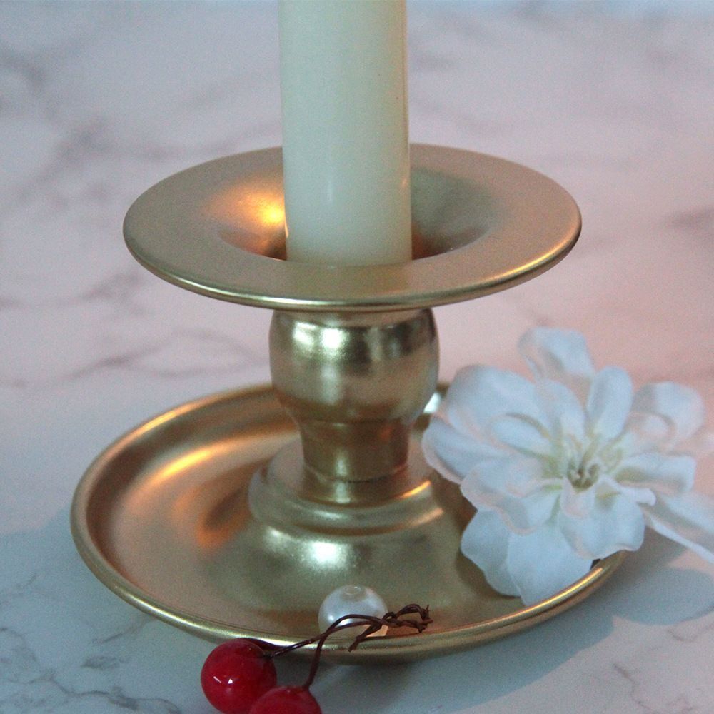Handmade Round Candlestick Romantic Metal Candle Holder Modern Long Pole Candle Cup  Home