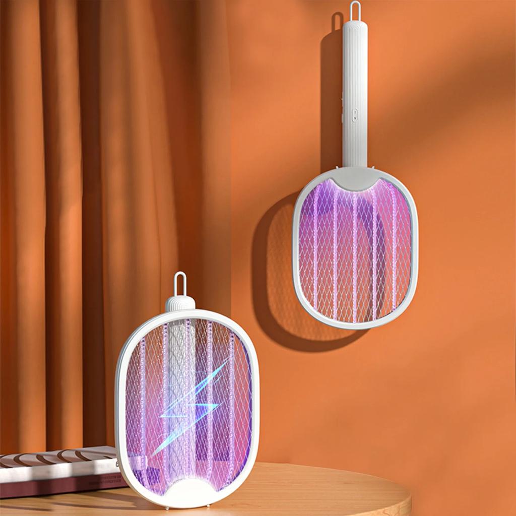 Electric Fly Swatter Racket, 2 In 1 Electric Bugss Zapper Indoor, USB Rechargeable Mosquito Zapper, Fly Swatter For Indoors