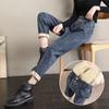 Women Winter Plush Baggy Ankle-length Jeans Velvet Lined High Waist Harem Denim Pants Vaqueros Pantalones Warm Thick Jeans