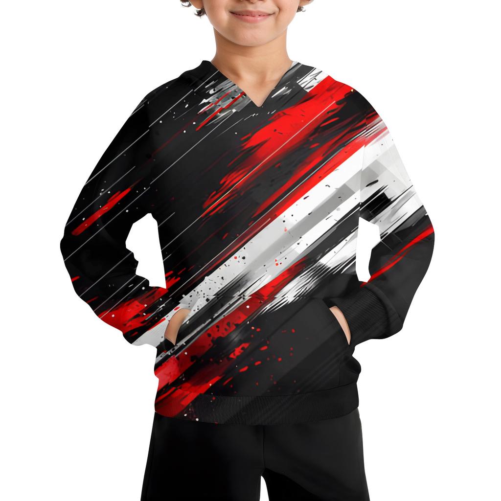 Boys Casual Fashion Long Sleeve Hooded Pocket Sweatshirt