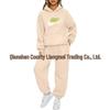 Unisex Solid Color Hooded Sweatshirt Set - Casual Spring/Autumn Two-Piece Tracksuit 2025
