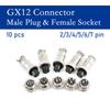 Connector GX12 Small Metal Aviation Socket 2P 3/4/5/6/7pin Electric Cable Terminal Fixed Type and Rear Nut Type Female&male
