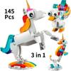 Magical Unicorn 3-in-1 Building Block Toys, Transformation from Unicorn To Seahorse To Peacock, Home Decor, Desktop Decoration