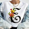 Custom Name Letter Combination Tops Fashion Women T-Shirt Rose Flower Heart Letter Font A B C D Short Sleeve Tees Black T-Shirt