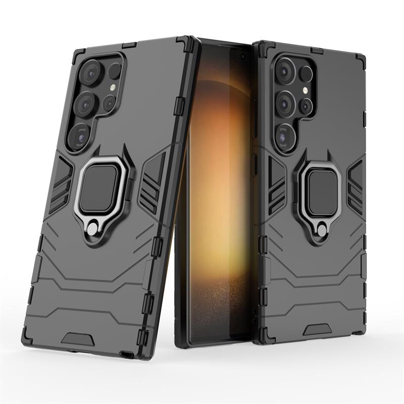 For Samsung Galaxy S24 Ultra 5G Case Armor Ring Car Stand Silicone + PC Phone Case For Samsung S24 + Plus S 24 Ultra Back Cover