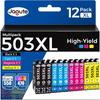 Ink Cartridges - LASER GENETICS CARRON - 503XL - Compatible Epson - Pack of 12 - Multi-colors