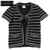 [Excellent Condition] P37442K02435 Striped Cashmere 100% Short Sleeve Knit Tops 38 blackUsed