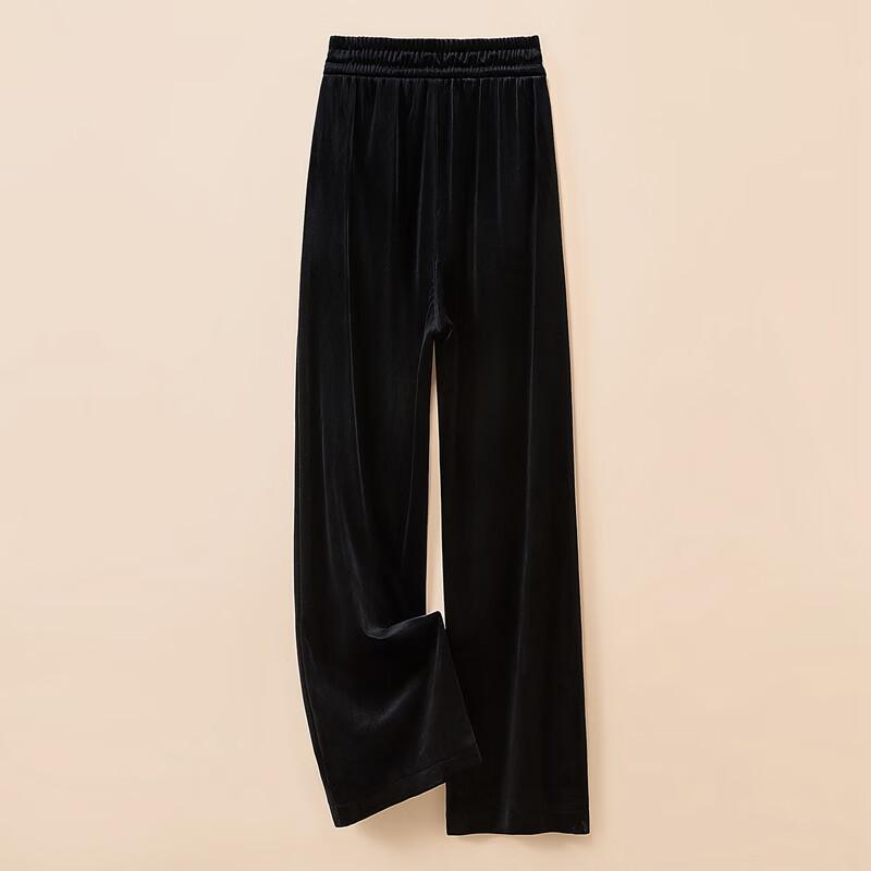 Women's Fleece-Lined Elastic Waist Loose Wide-Leg Casual Pants