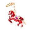 Keychain Pendant Chinese Zodiac Enamel Horse Rhinestones Inlaid Key Chain Metal Charm Bags Keyring Backpack Car Accessories