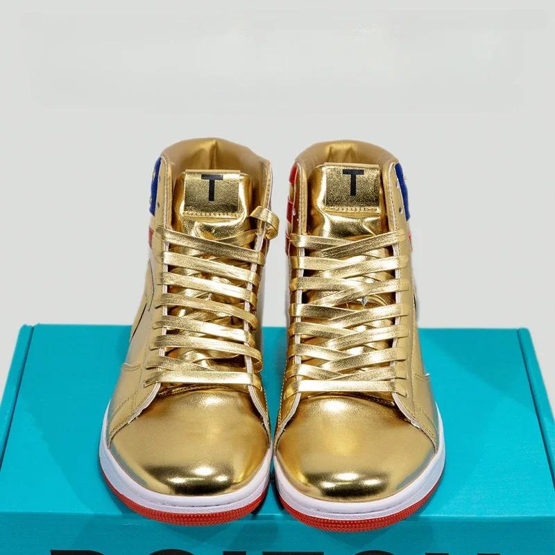 Never Surrender High Top Casual Sneakers Man Fashion Gym Shoes Men's Ankle Boots Running Male Sneaker Gold Board Shoes for Men