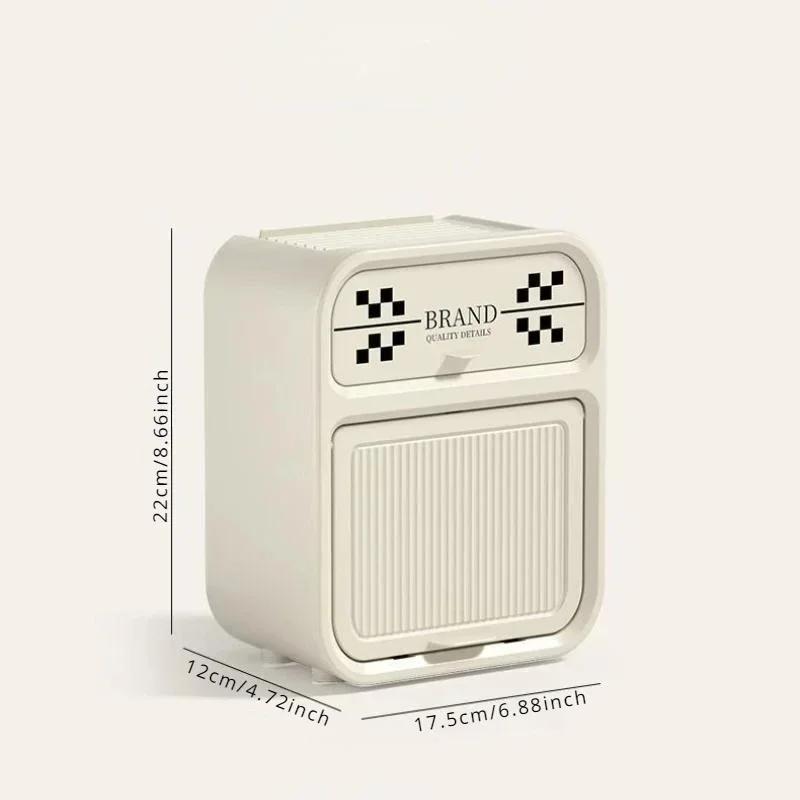 1pc Nordic Style Chessboard Bathroom Tissue Box Double Layer Storage Rack Waterproof Non-hole Wall Mounted Tissue Box