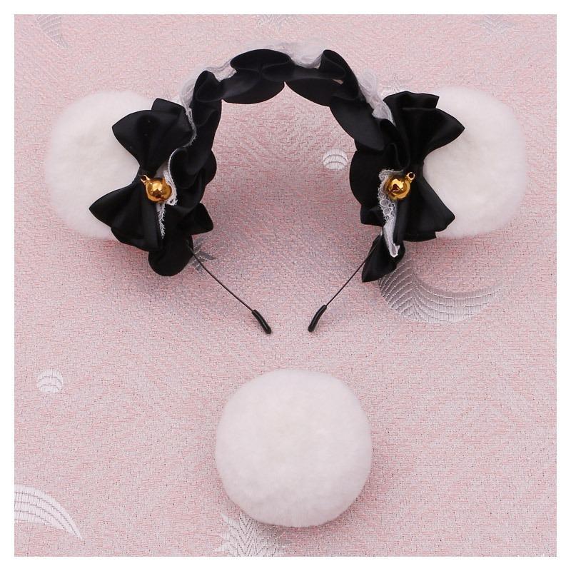 A Handmade Olita Animal Ear Headband, Lolita Jewelry, Lace Bear Ear Headband.