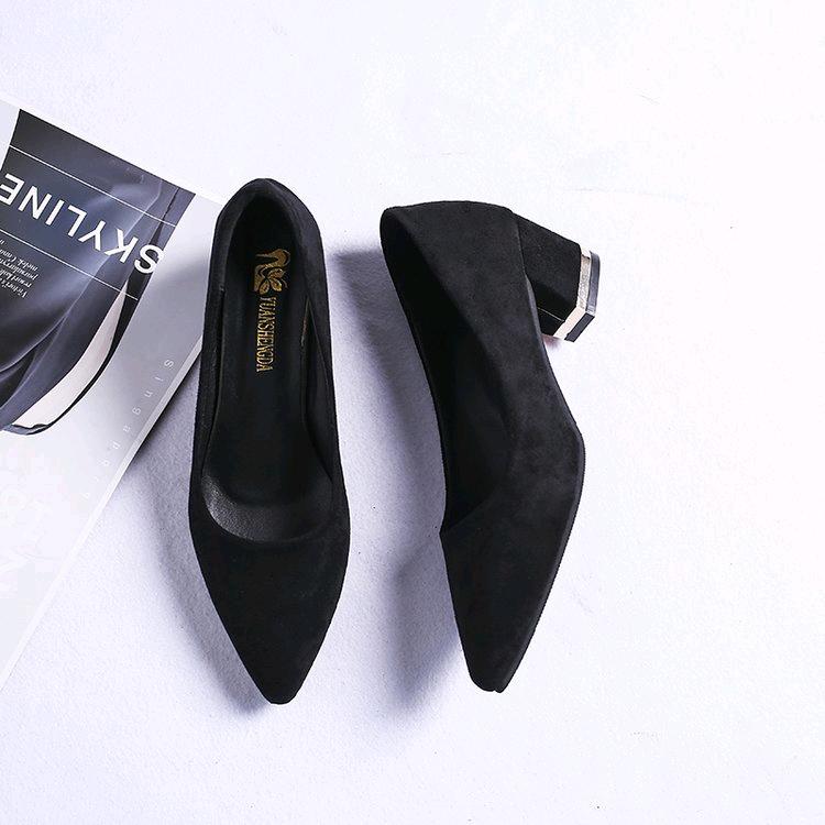 Модные туфли на высоком каблуке с острым носком, туфли на квадратном каблуке, женские туфли на весну и осень, женские модные туфли для офиса, туфли без застежек, свадебные туфли для женщин358
