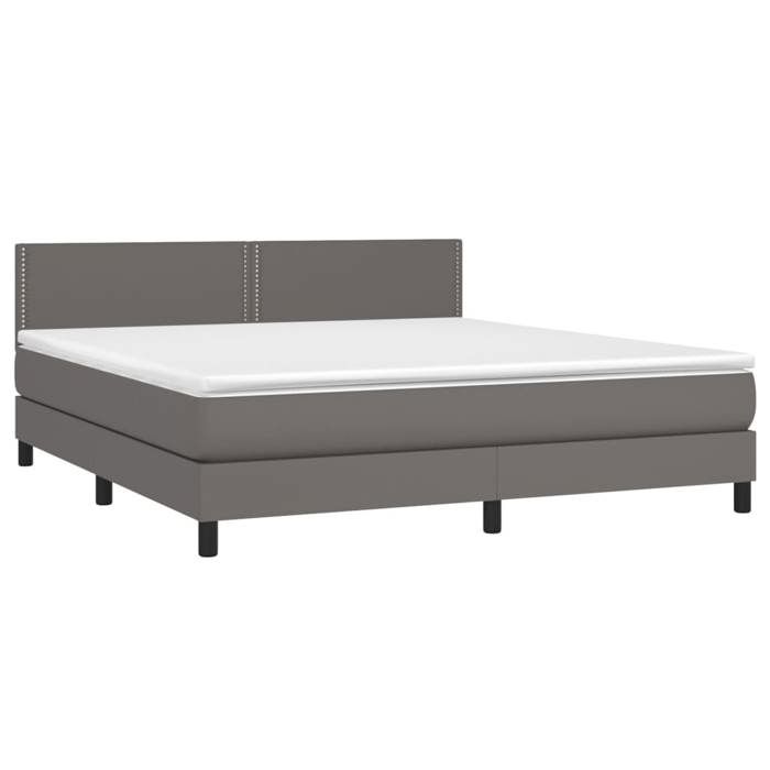 VidaXL Divan Bed with Mattress Grey 180x200 Cm Faux Leather - Model 3141081