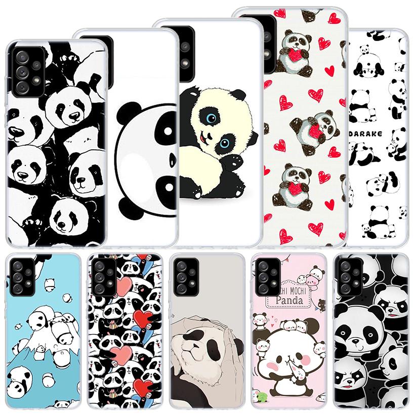 Cartoon Cute Panda Bear Soft Case For Samsung Galaxy A52 A53 A32 A22 A12 5G Phone Cover A33 A23 A13 A72 A73 A02S A03S A42 Coque