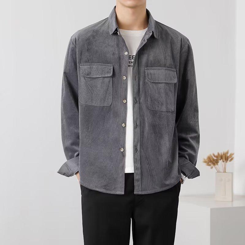 Cozy Up Men's Casual Shirt Corduroy Long Sleeve Button Down Work Shirt Jacket with Pockets